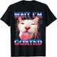 Wait I'm Goated Cat Funny Cat Lovers Staring Cat Funny Meme T-Shirt - T-Shirt | Black