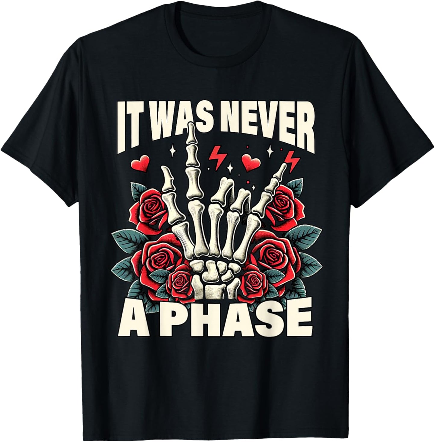 Elder Emo Pop Punk Spirit Music Lover It Was Never A Phase T-Shirt - T-Shirt | Black