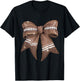 Coquette Bow Pumpkin American Football Thanksgiving Autumn T-Shirt - T-Shirt | Black