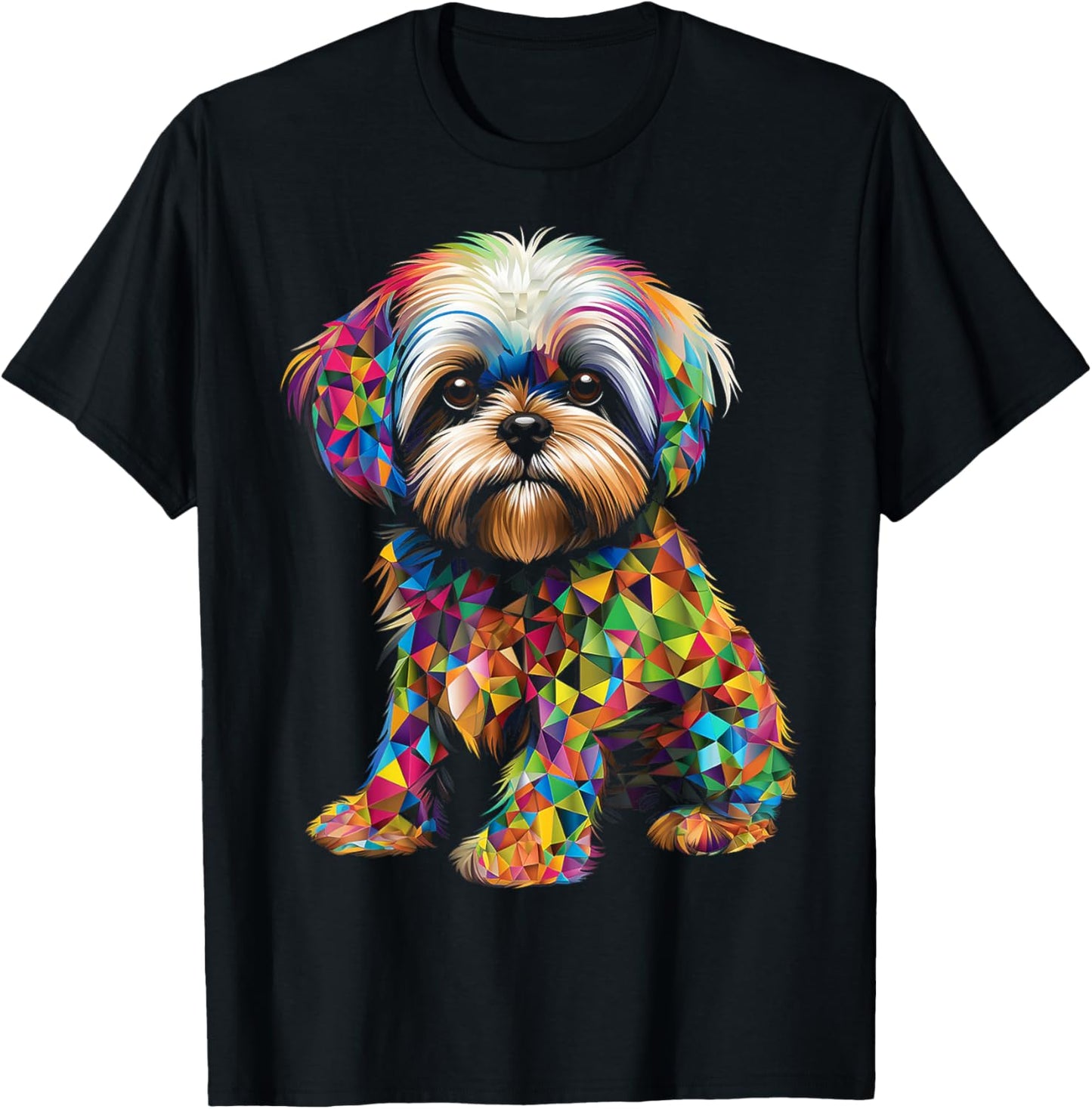 Shih Tzu Motif Pet Illustration Dog Shih Tzu Women Kids T-Shirt - T-Shirt | Black