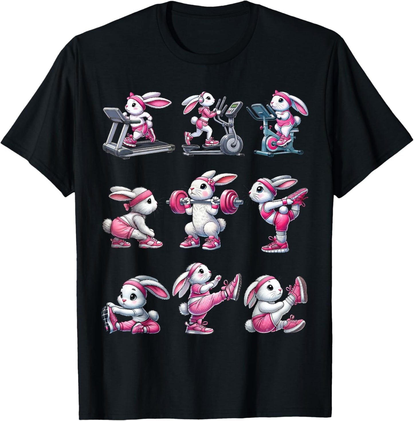Easter Bunny Fitness Collection Gym Workout Weightlifting T-Shirt - T-Shirt | Black