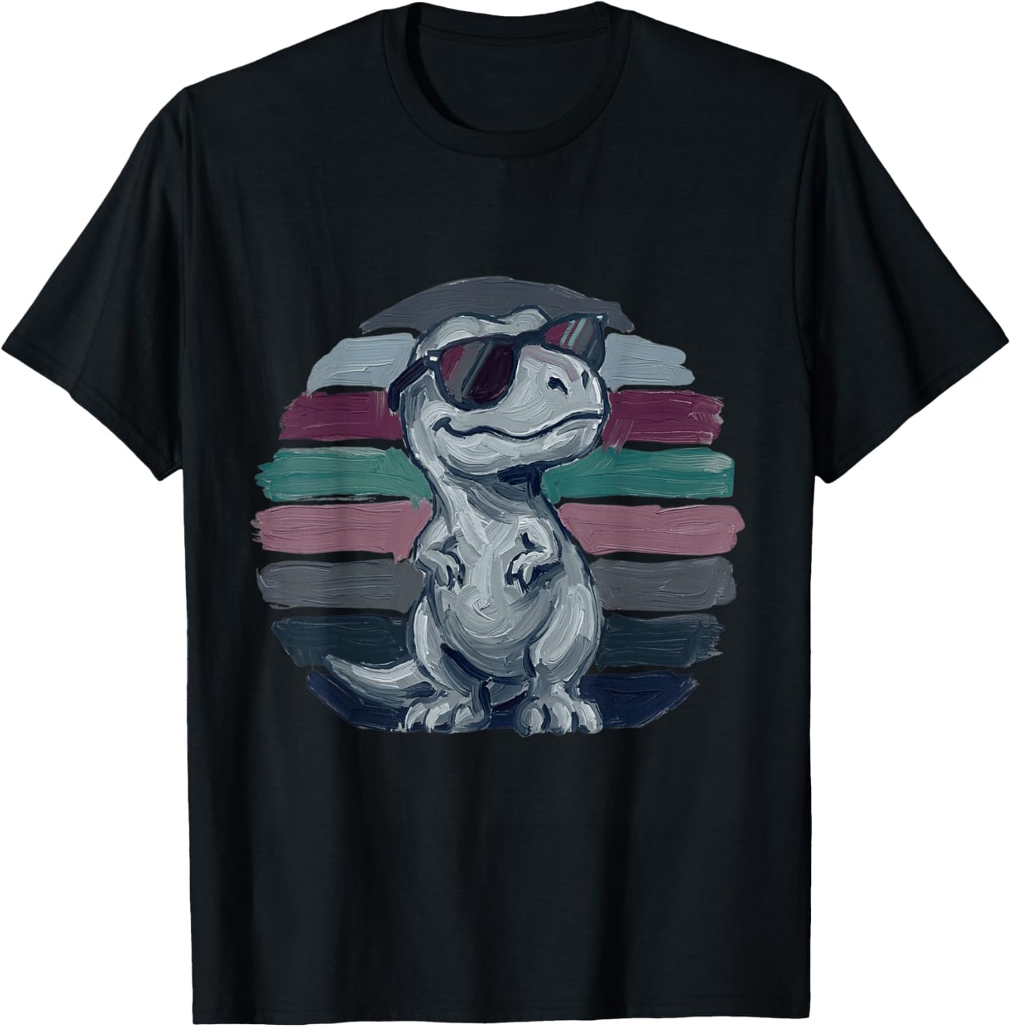 T-Rex Retro Männer Kinder Frauen Lustiger Dinosaurier T-Shirt - T-Shirt | Black
