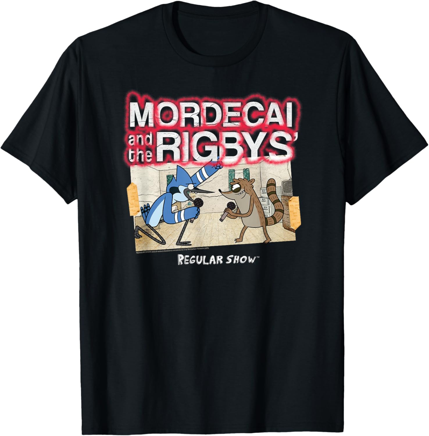 Regular Show Mordecai and The Rigbys Band Cartoon T-Shirt - T-Shirt | Black
