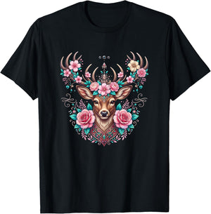 Hirsch Damen Trachtenshirt Dirndl Oberteil Trachten T-Shirt - T-Shirt | Black