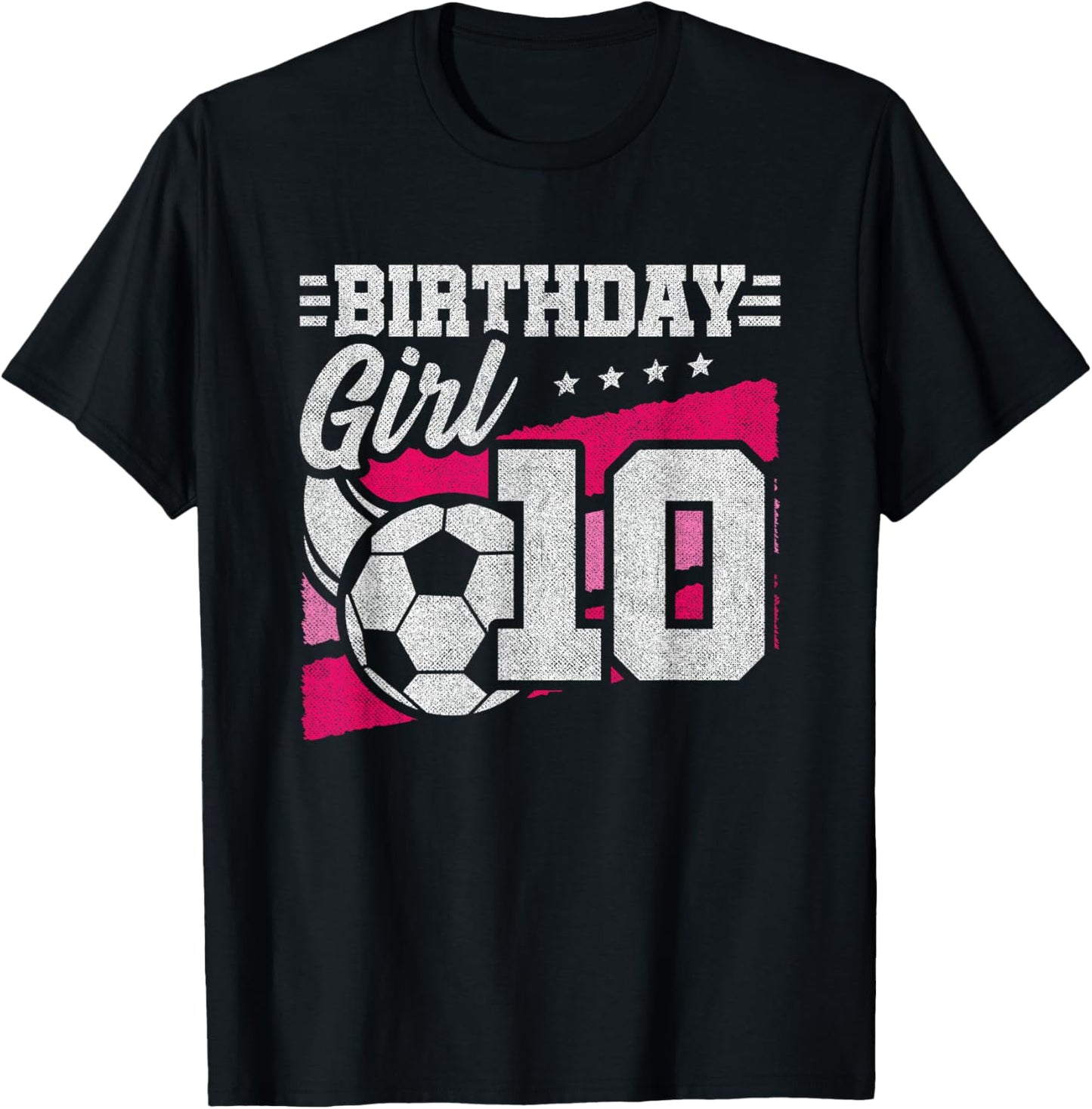 10 Year Old Soccer Birthday - Girls 10th Birthday Soccer T-Shirt - T-Shirt | Black