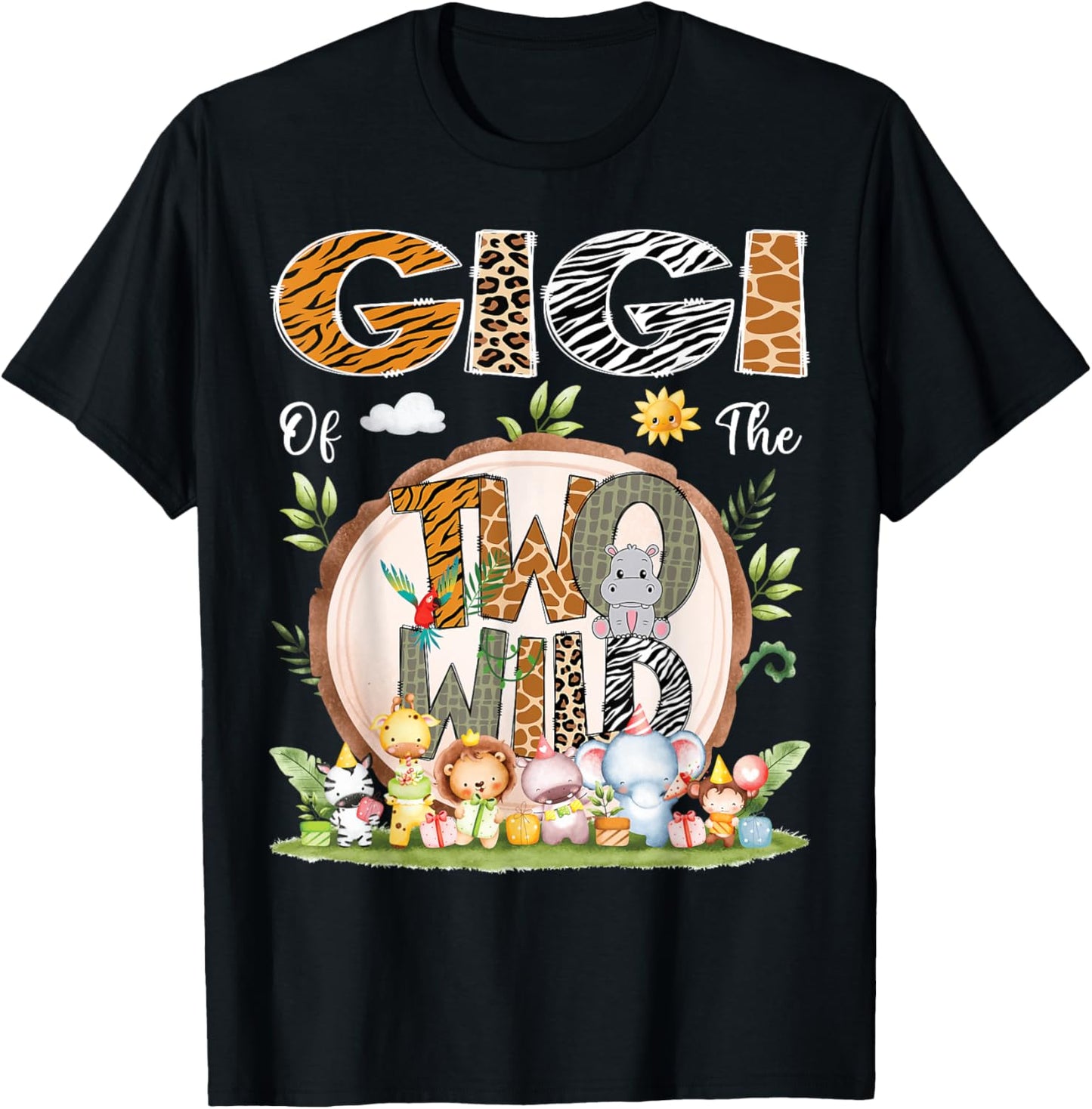 Gigi Of The Two Wild Animal Safari 2Nd Birthday Party T-Shirt - T-Shirt | Black