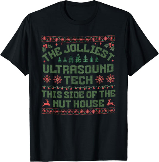 Christmas Ultrasound Tech Shirt Funny Ultrasound Technologis T-Shirt - T-Shirt | Black