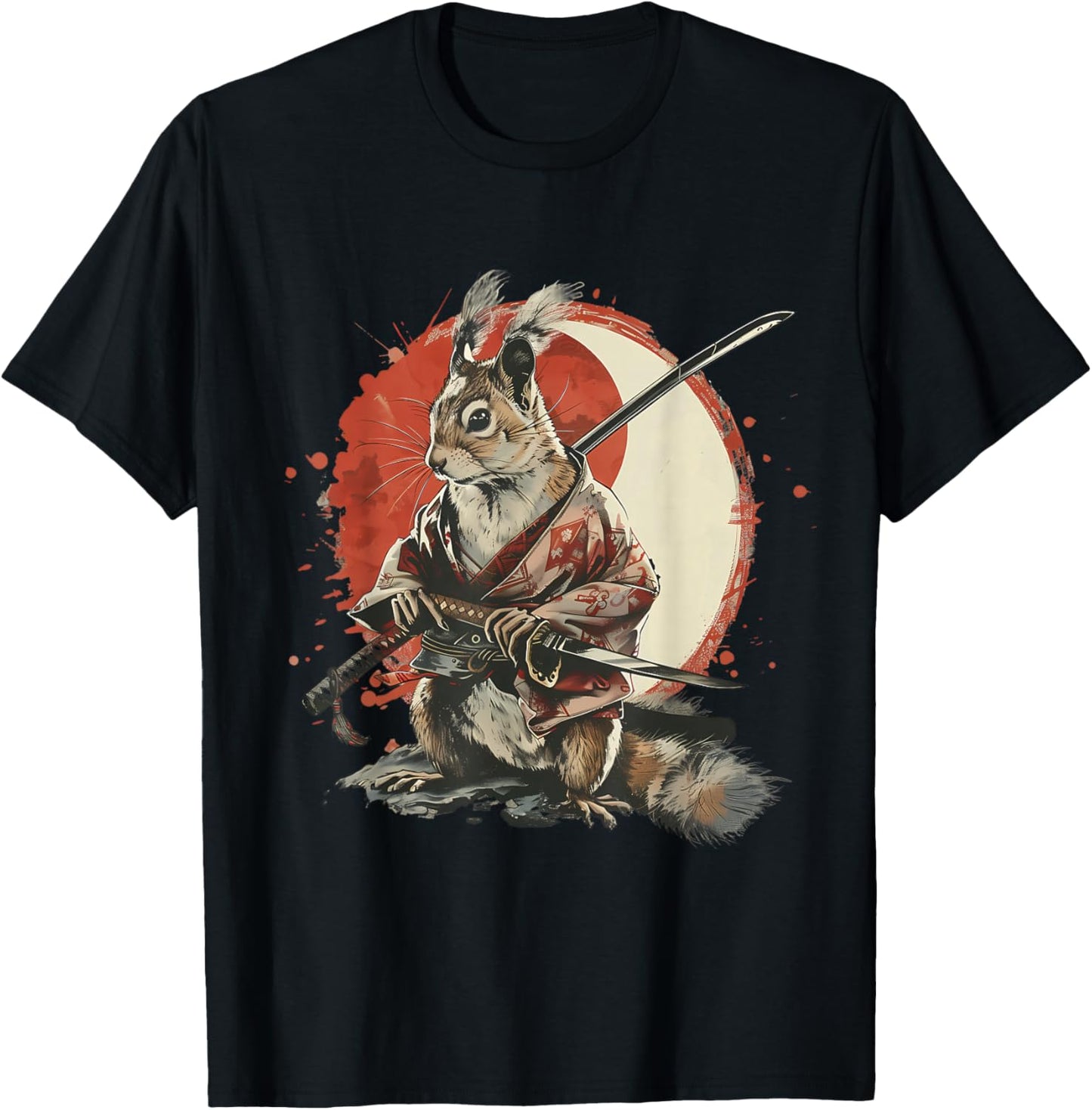 Samurai Squirrel Japanese Ninja Squirrel Japanese Warrior T-Shirt - T-Shirt | Black