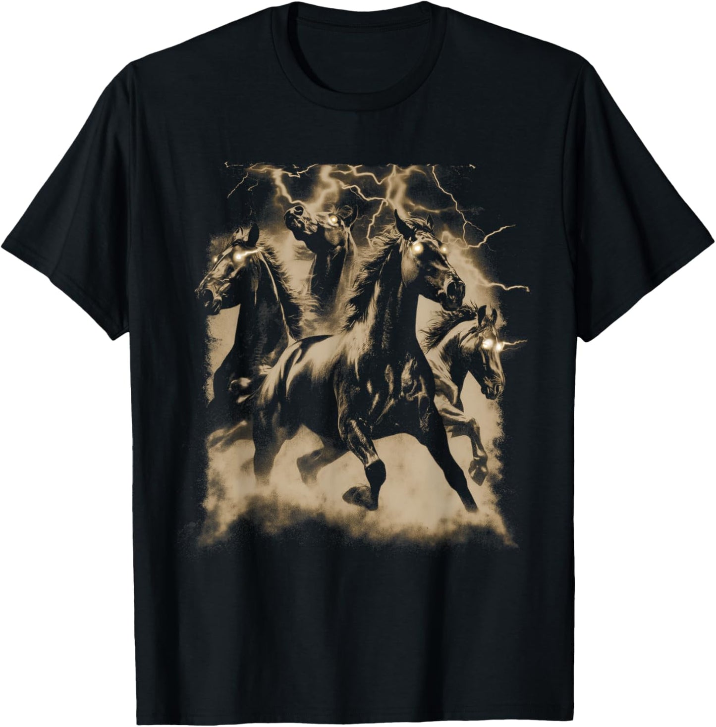 Vintage Horse Lightning Retro 80s 90s Western Grunge Graphic T-Shirt - T-Shirt | Black