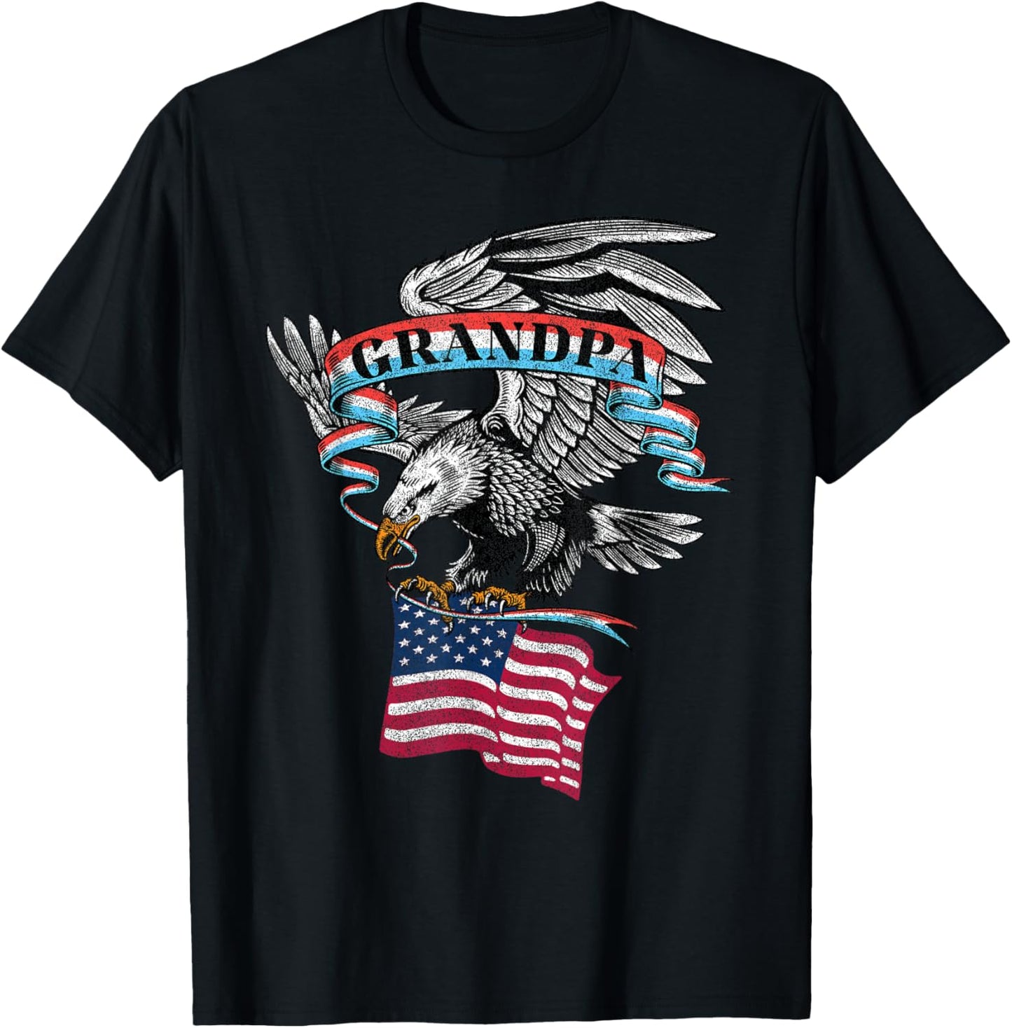 Grandpa American Flag USA Eagle Vintage Graphic T-Shirt - T-Shirt | Black