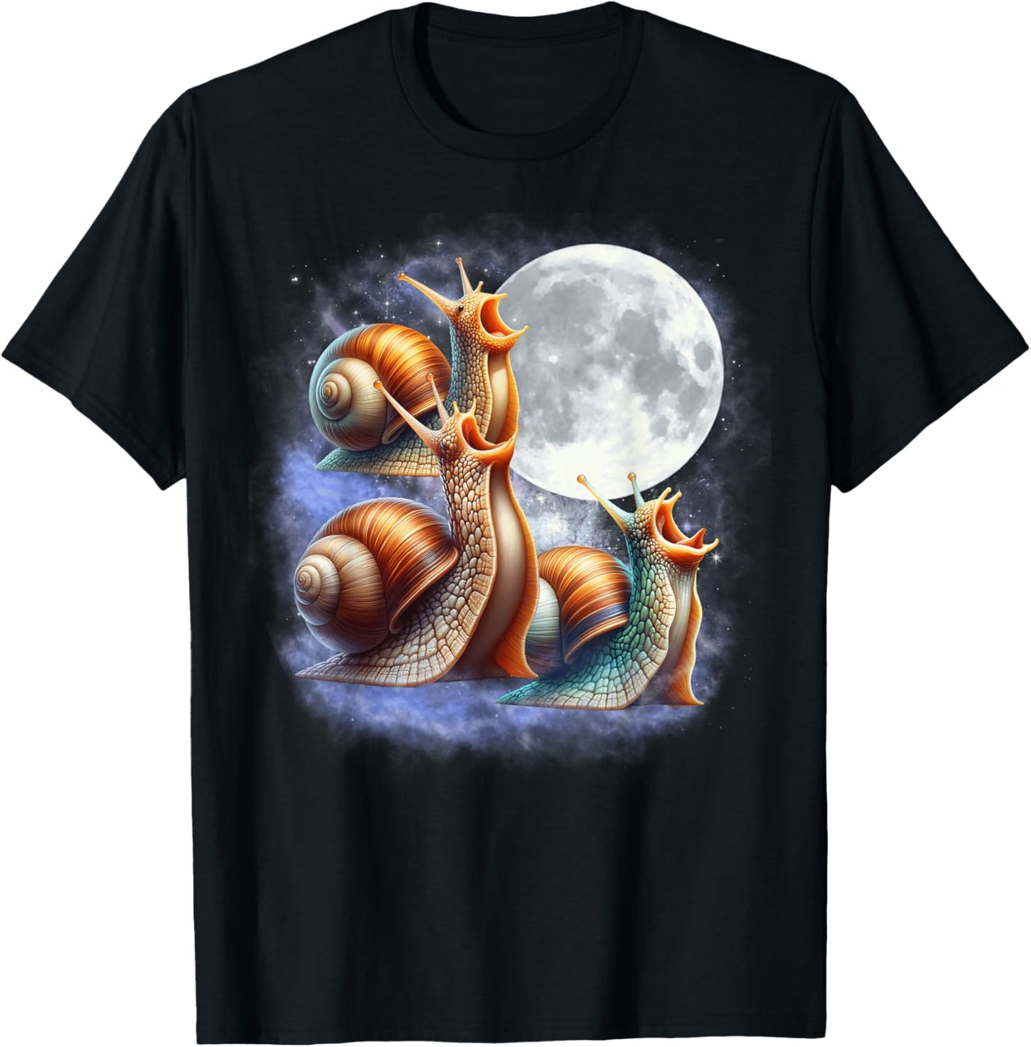 Three Snails Moon Funny Snail Howling Wolfs Moon Parody T-Shirt - T-Shirt | Black