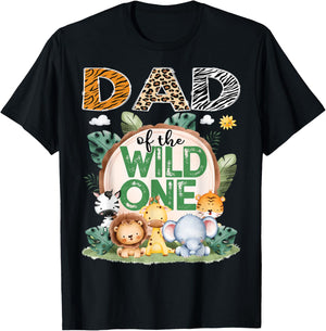 Dad Of The Wild One Safari Jungle 1St Birthday Party T-Shirt - T-Shirt | Black