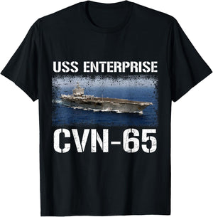 USS Enterprise CVN-65 Veteran Aircraft Carrier Flag USA T-Shirt - T-Shirt | Black