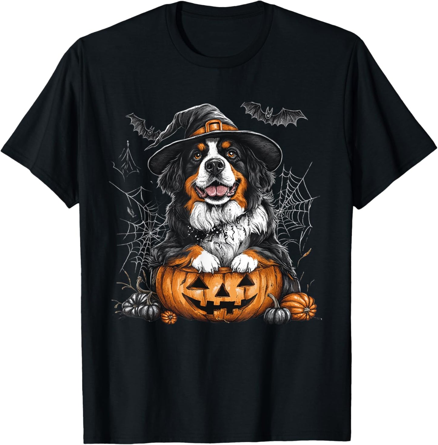 Bernese Mountain Pumpkin Halloween Thanksgiving Men Women T-Shirt - T-Shirt | Black