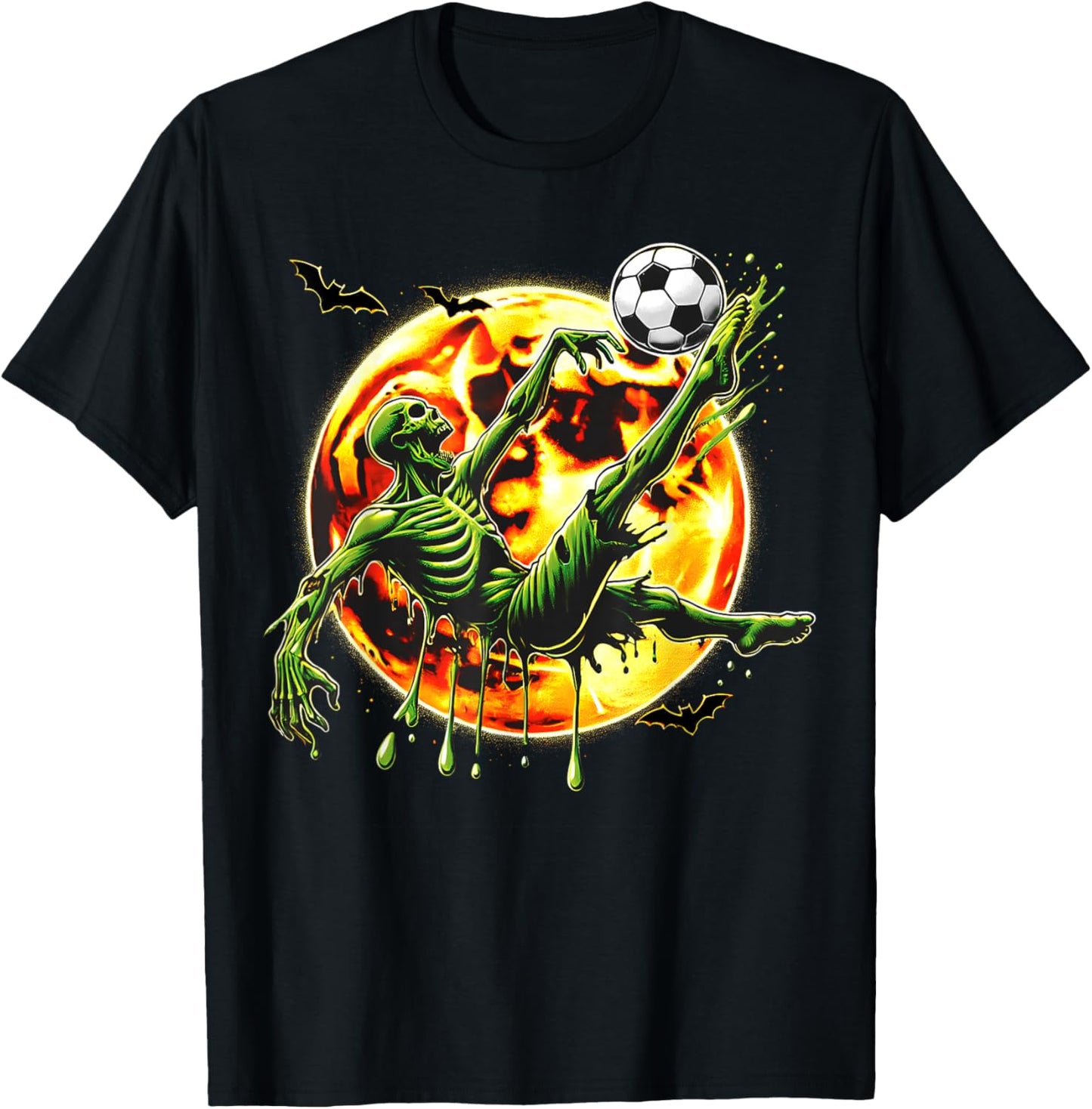 Spooky Zombie Playing Soccer, Halloween Costume Boys Girls T-Shirt - T-Shirt | Black