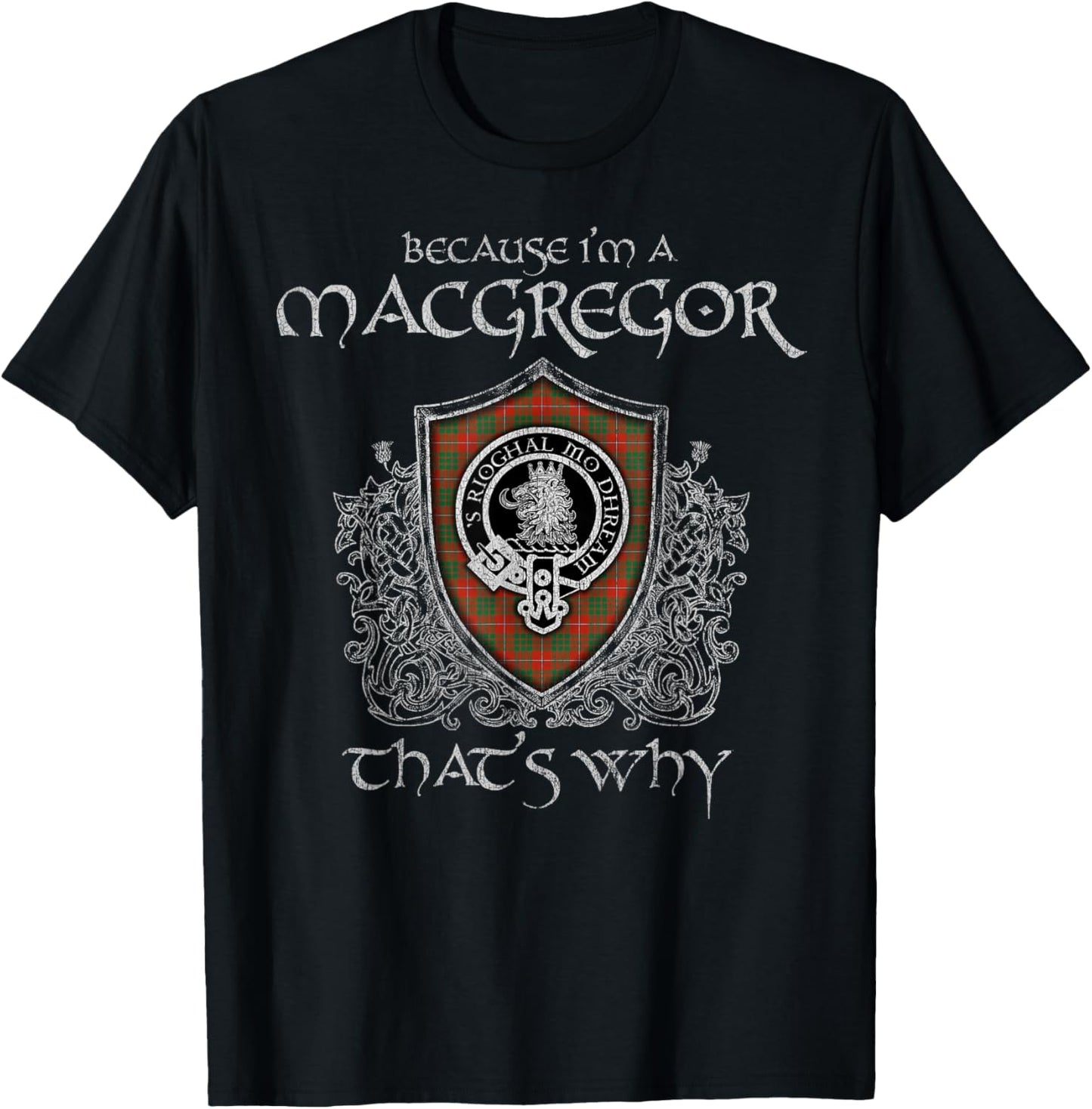 Clan MacGregor Crest Tartan Celtic Last Name Vinatge T-Shirt - T-Shirt | Black