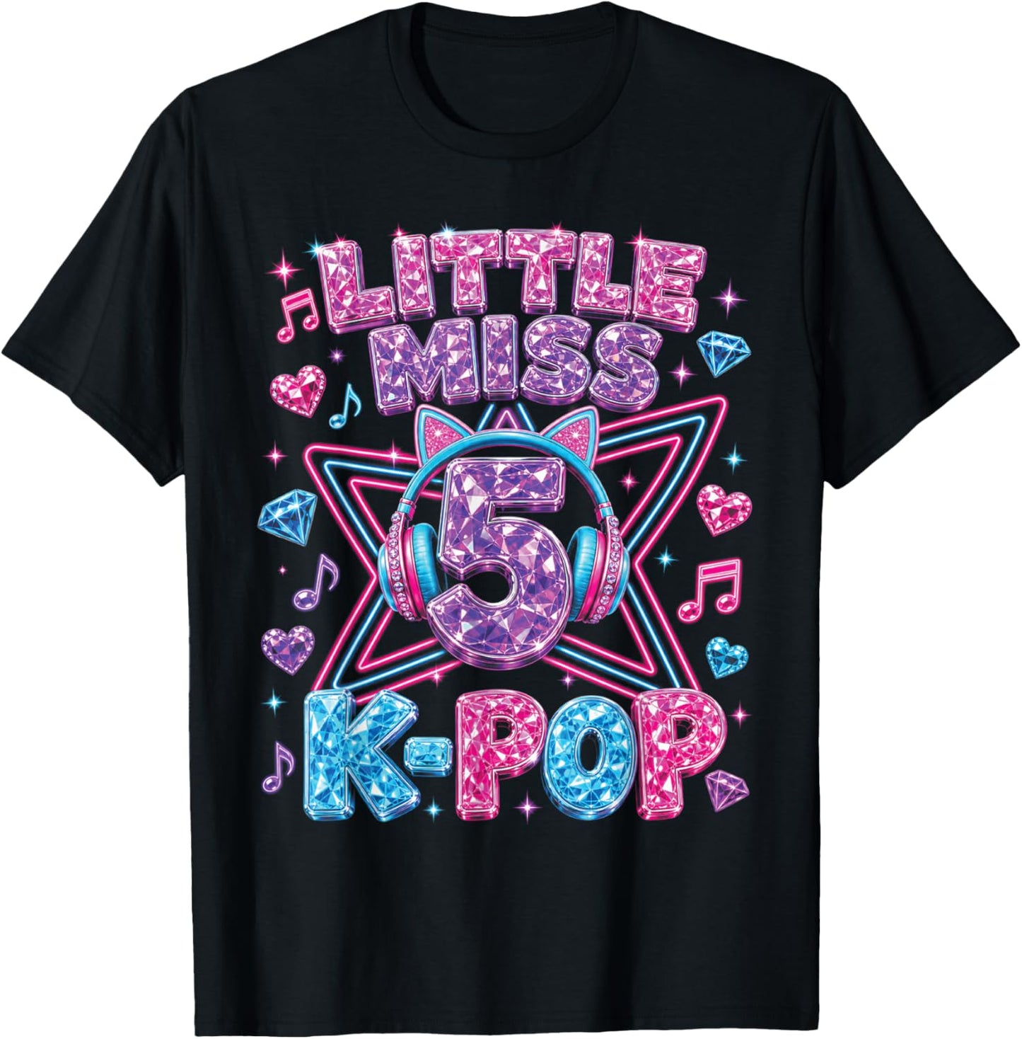K-Pop 5th Birthday Girls 5 Year Old Girl T-Shirt - T-Shirt | Black
