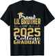 Proud LIL Brother Of 2025 Graduate College Shirt Graduation T-Shirt - T-Shirt | Black