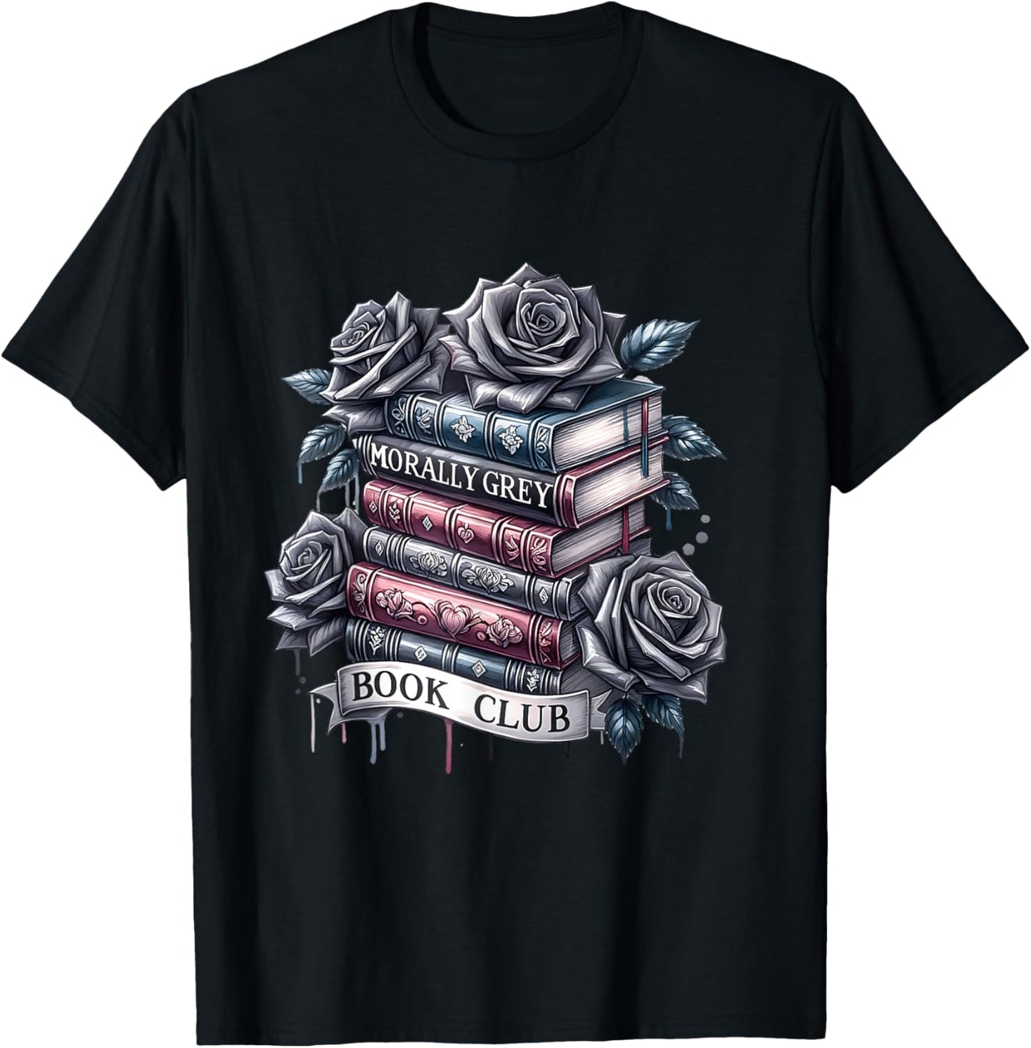 Morally Grey Book Club Floral book lover graphic T-Shirt - T-Shirt | Black