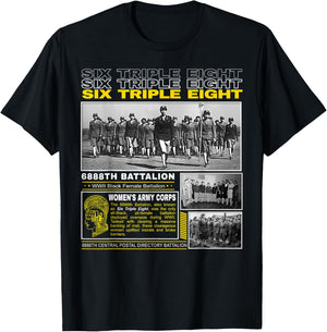 A Legacy of Black Masculinity and Courage -Adults WWII Legacy of the 6888th Battalion Blue S Short Sleeve T-Shirt - T-Shirt | Black