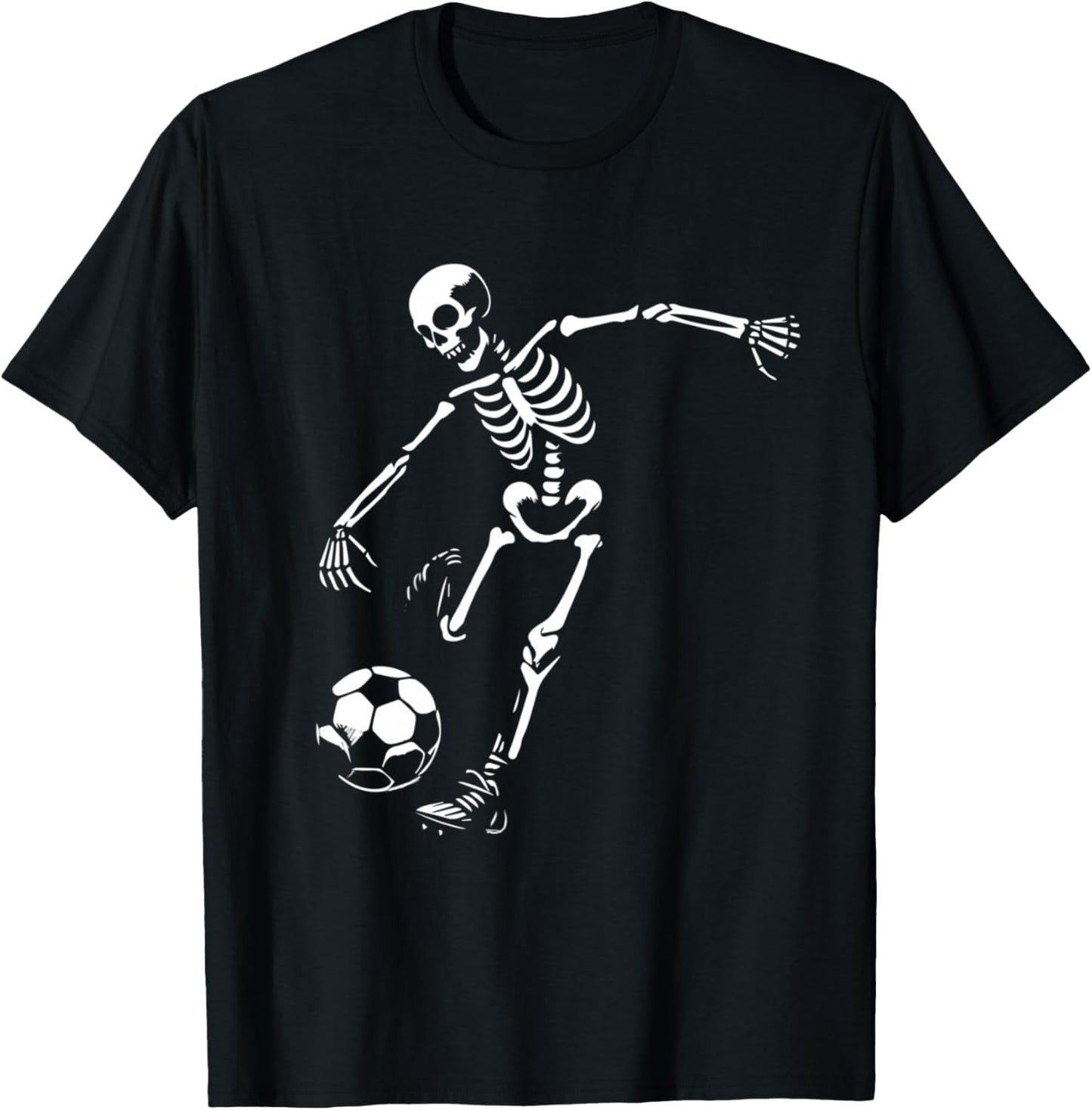 Funny Skeleton Playing Soccer, Halloween Soccer Boys Girls T-Shirt - T-Shirt | Black