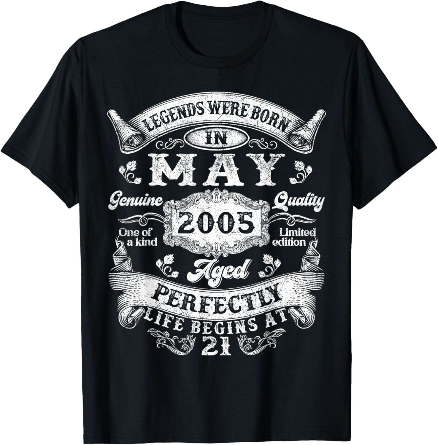 Legends were Born in May 2005 Vintage 21st Birthday T-Shirt - T-Shirt | Black