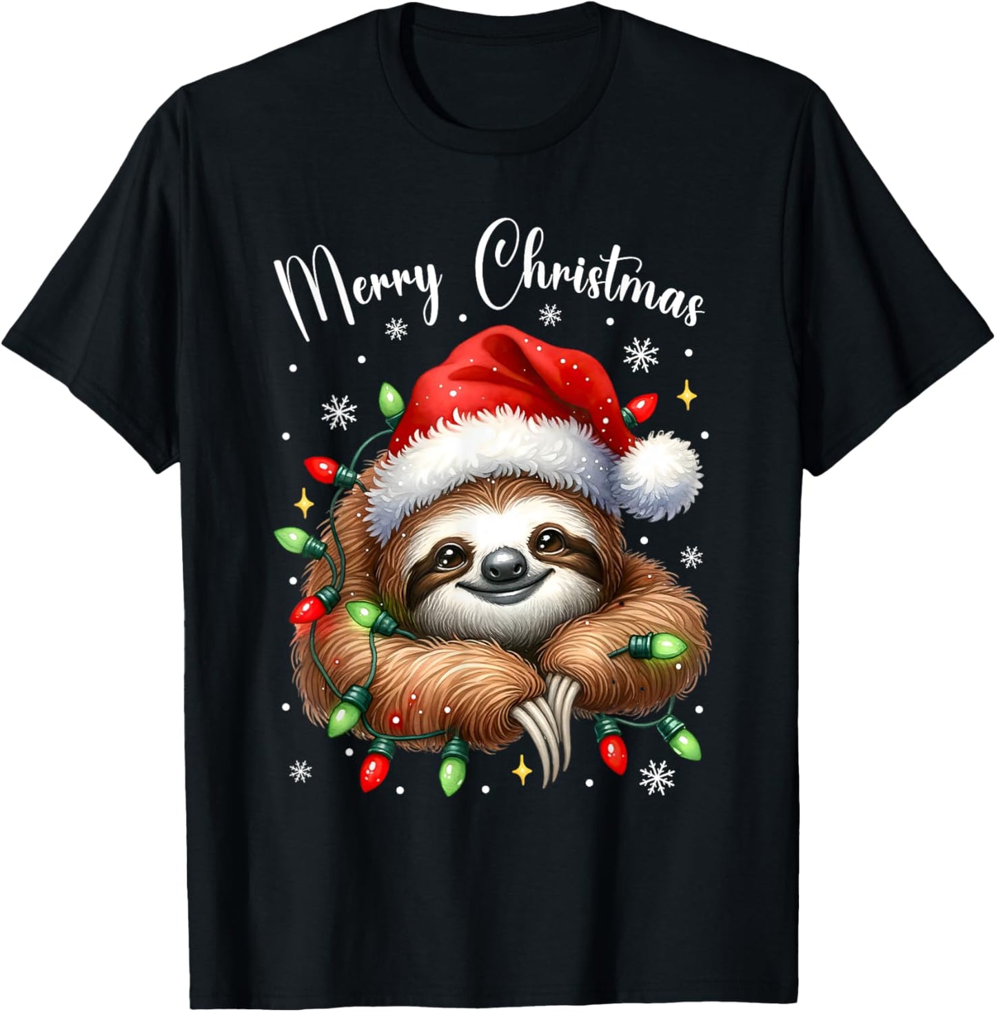 Christmas Pajamas Sloth Christmas Pajama Shirt Lazy Sloth T-Shirt - T-Shirt | Black