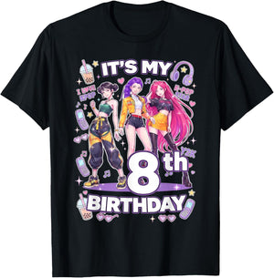 Kpop Coréen Fille 8ème Anniversaire 8 Ans Fête d'anniversaire T-Shirt - T-Shirt | Black
