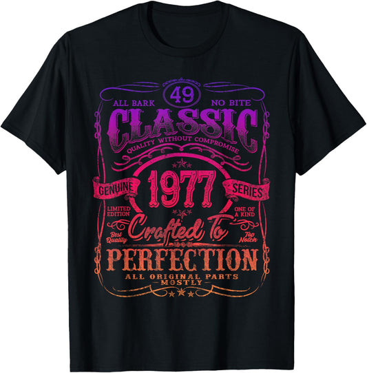 Vintage 1977 Limited Edition Shirt 49 Year Old 49th Birthday T-Shirt - T-Shirt | Black