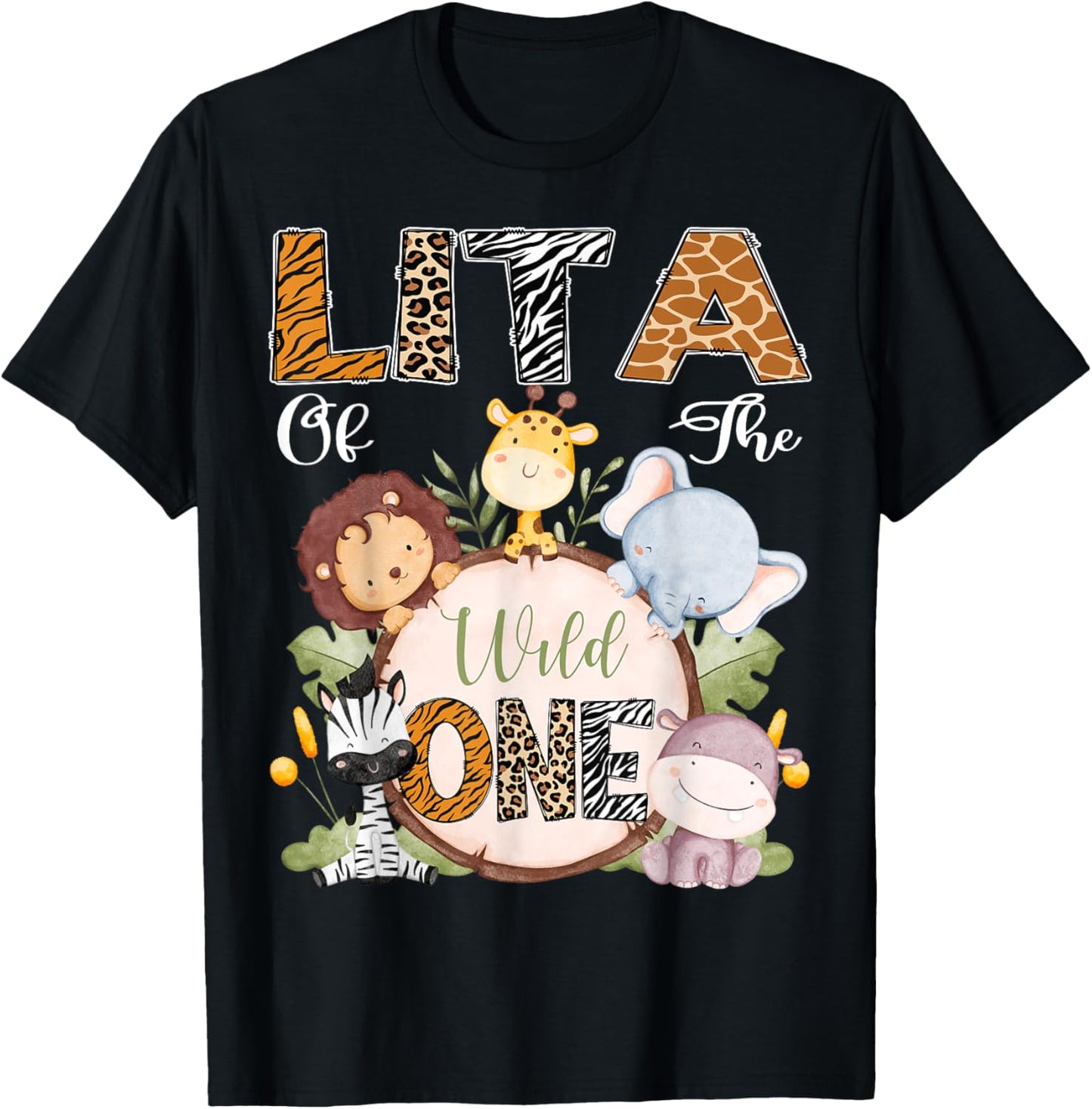 Lita Of The Wild One 1St Birthday Safari Woodland T-Shirt - T-Shirt | Black
