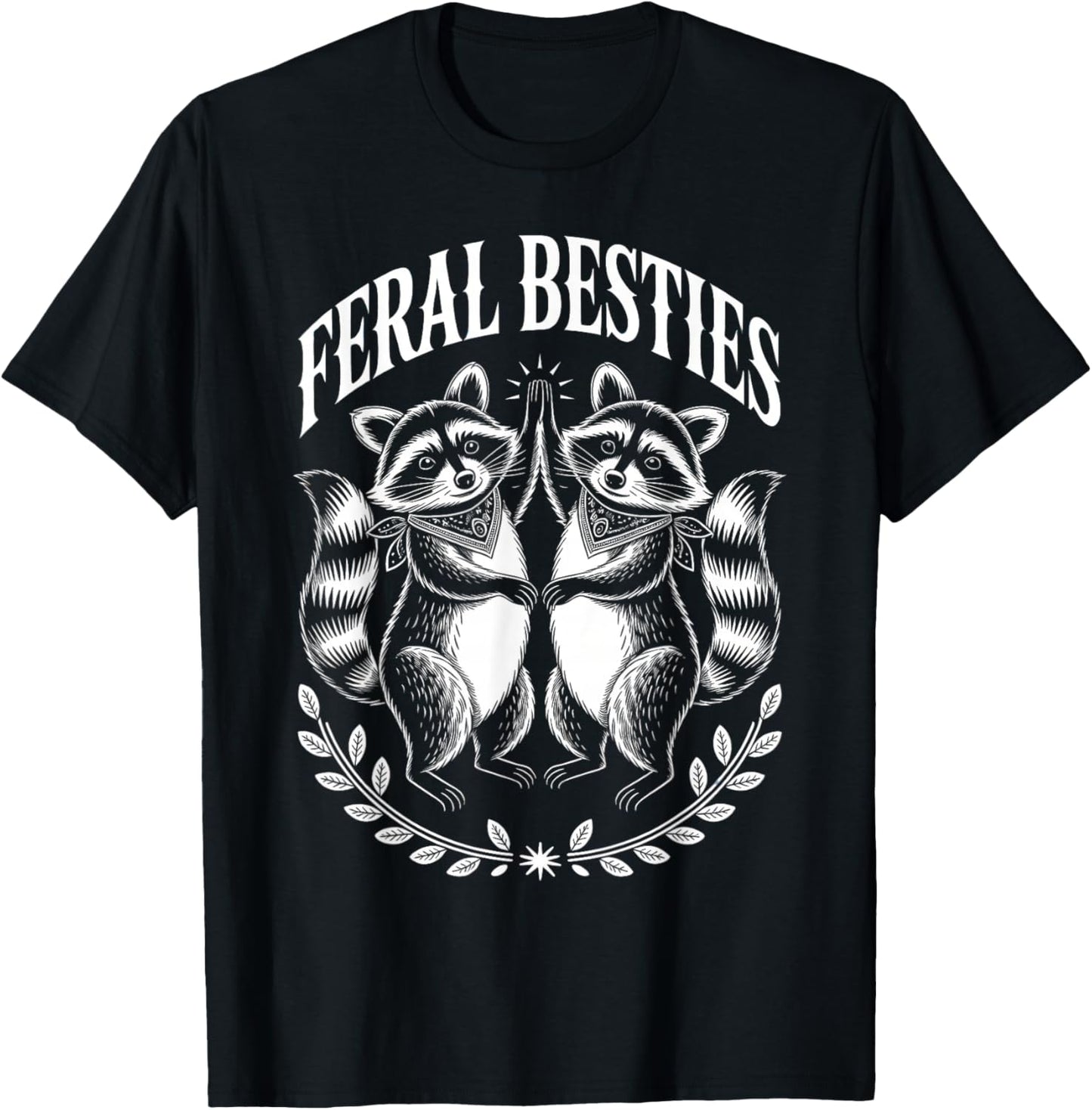 Feral Besties Raccoon Friendship Valentine T-Shirt - T-Shirt | Black