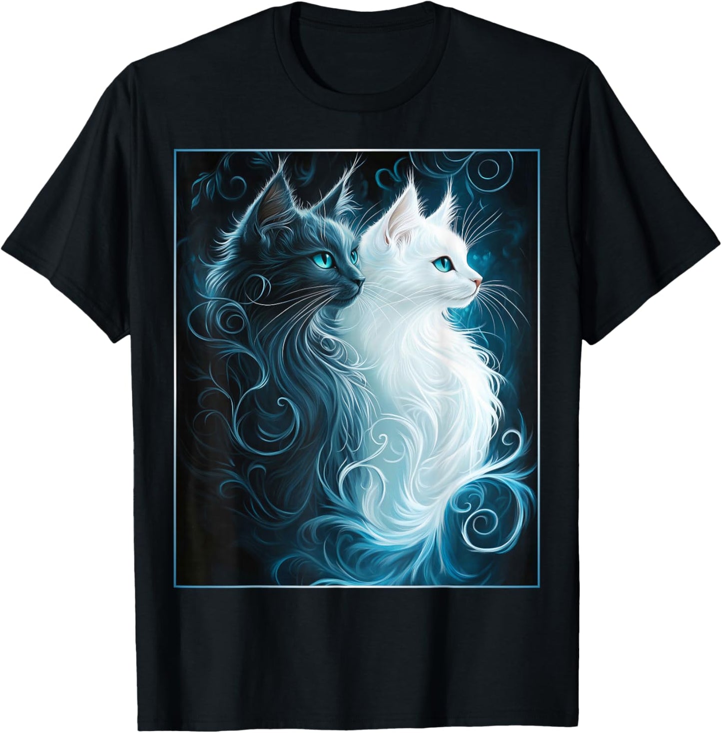 Cute Magical Cat Kitten Fantasy Art Design T-Shirt - T-Shirt | Black