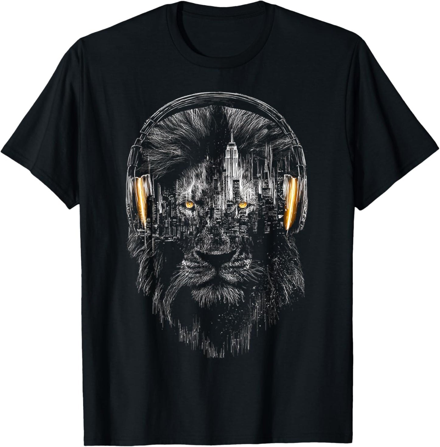 Lion Music Headphones T-Shirt - T-Shirt | Black