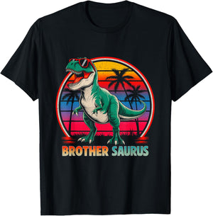 Brothersaurus Dinosaur Boys Kids Family Matching Fathers Day T-Shirt - T-Shirt | Black
