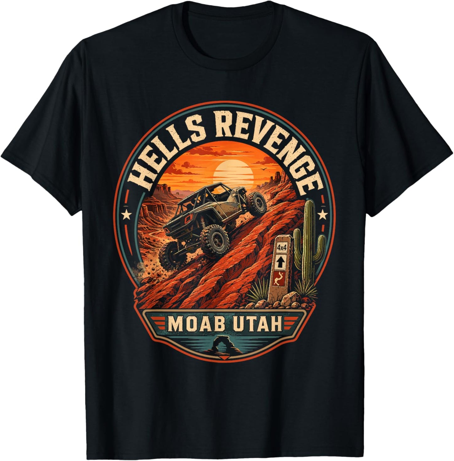 Hell's Revenge Moab Utah Offroad Badge Adventure T-Shirt - T-Shirt | Black