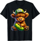 Dill With It Cute Highland Cow Pickle Hat Farm Animal Lover T-Shirt - T-Shirt | Black