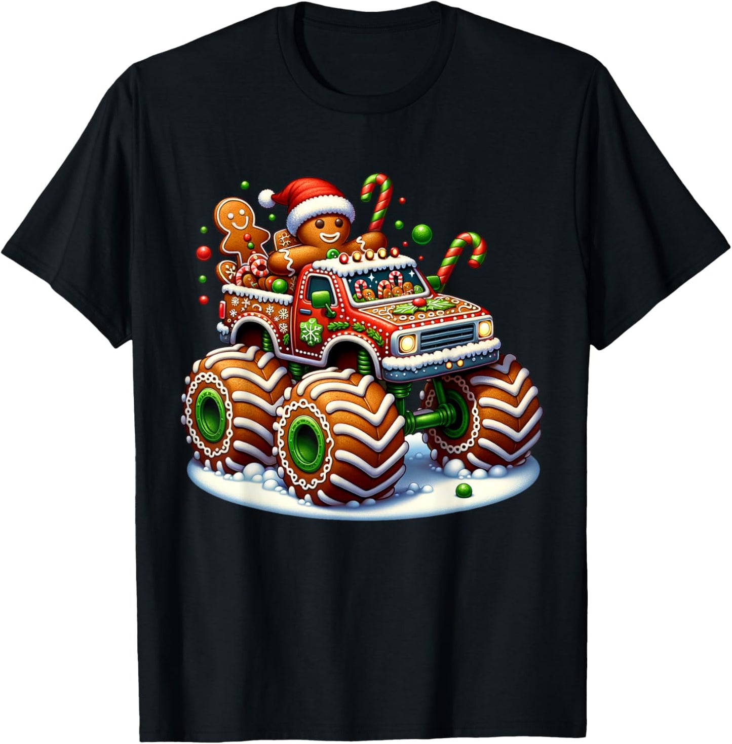 Funny Christmas Baking Cookies Truck Gingerbread Men Women T-Shirt - T-Shirt | Black