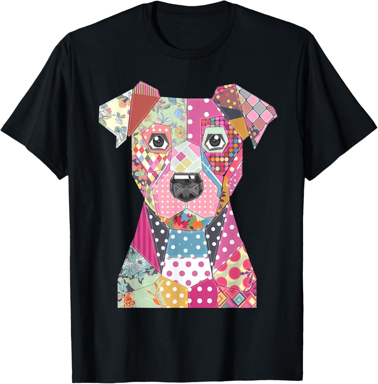 Quilt Pattern Dog For Quilting Lover Quilter Sewing Men Women Kids T-Shirt - T-Shirt | Black