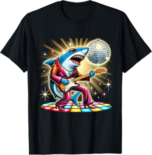 Disco Ball Guitar Shark T-Shirt - T-Shirt | Black