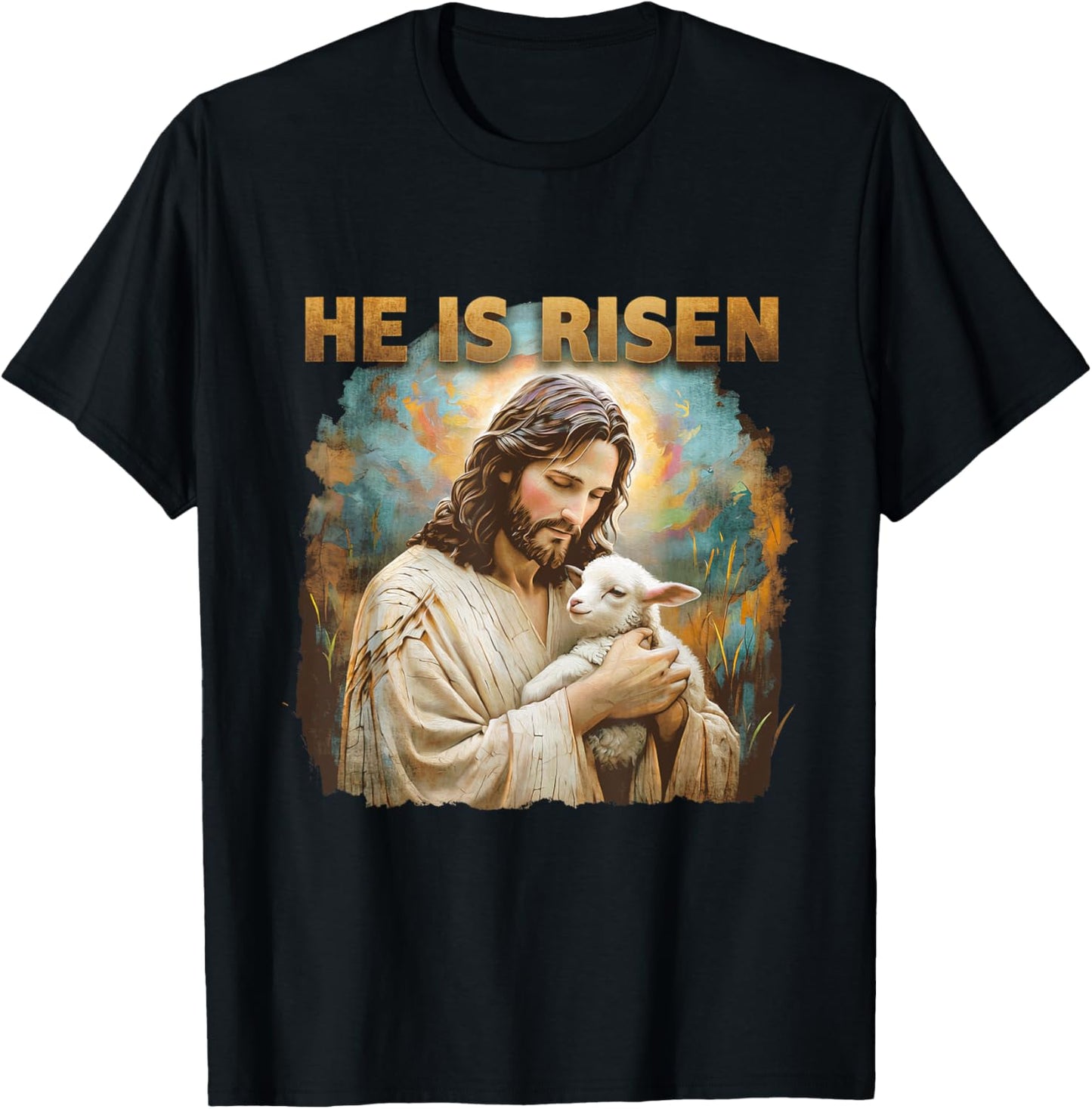 Jesus The Lamb Of God Happy Easter Christian He Is Risen T-Shirt - T-Shirt | Black