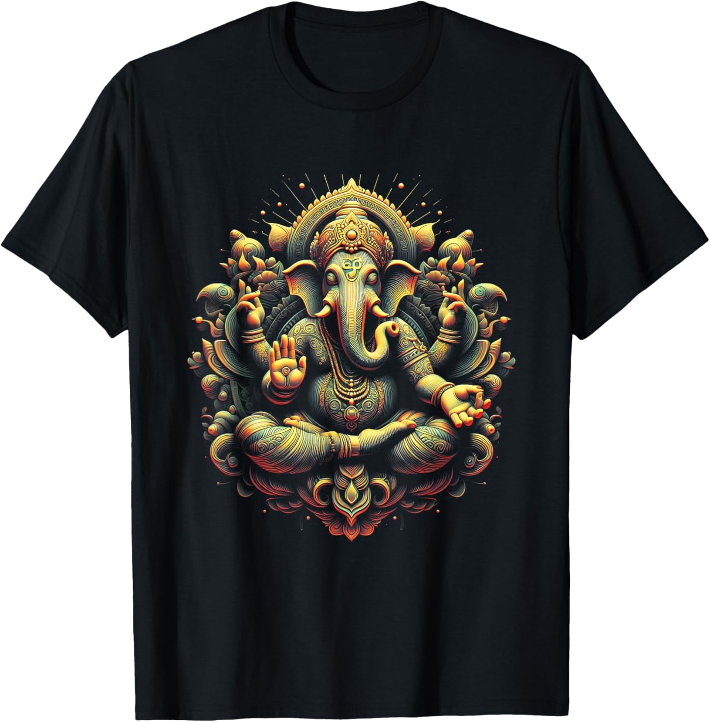 Ganesh Yoga Hindu Elephant God Ganesha Puja Black -Adults Yoga Themed T-Shirt - T-Shirt | Black