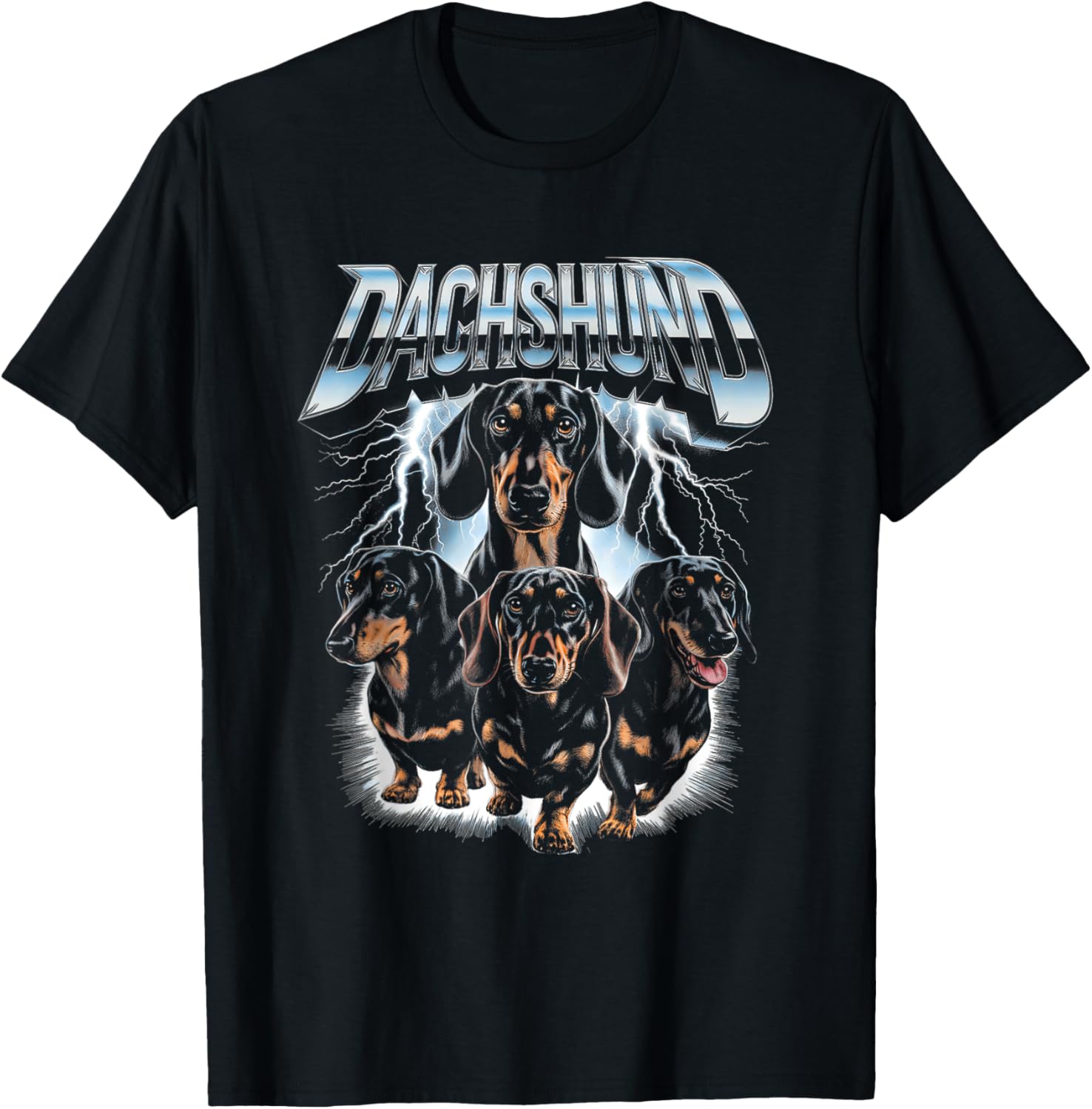 Heavy Metal Dog Mom Thunder Puppy Best Dachshund Dog Dad Women Kids T-Shirt - T-Shirt | Black