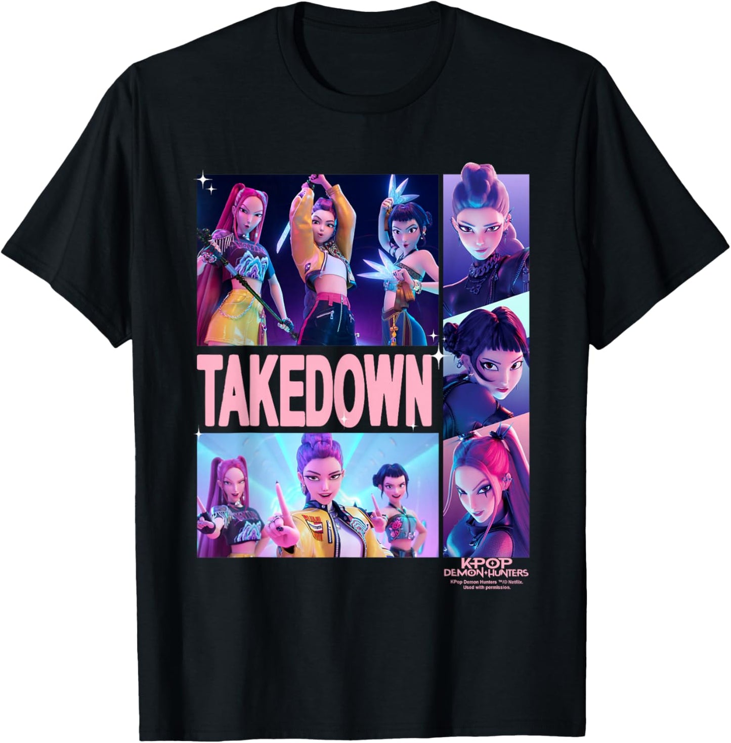 KPop Demon Hunters Huntrix Takedown Panels T-Shirt - T-Shirt | Black