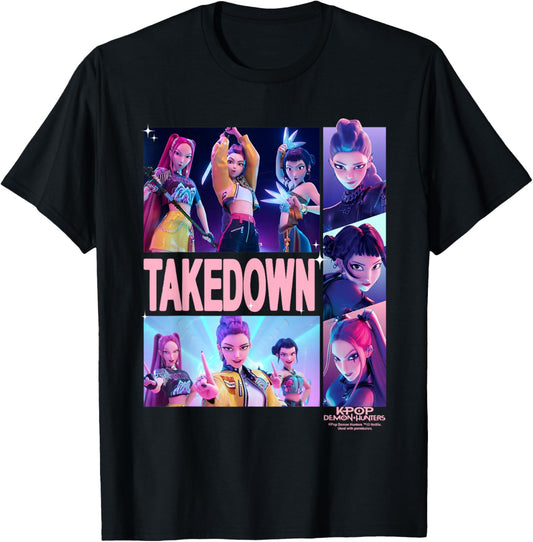 KPop Demon Hunters Huntrix Takedown Panels T-Shirt - T-Shirt | Black