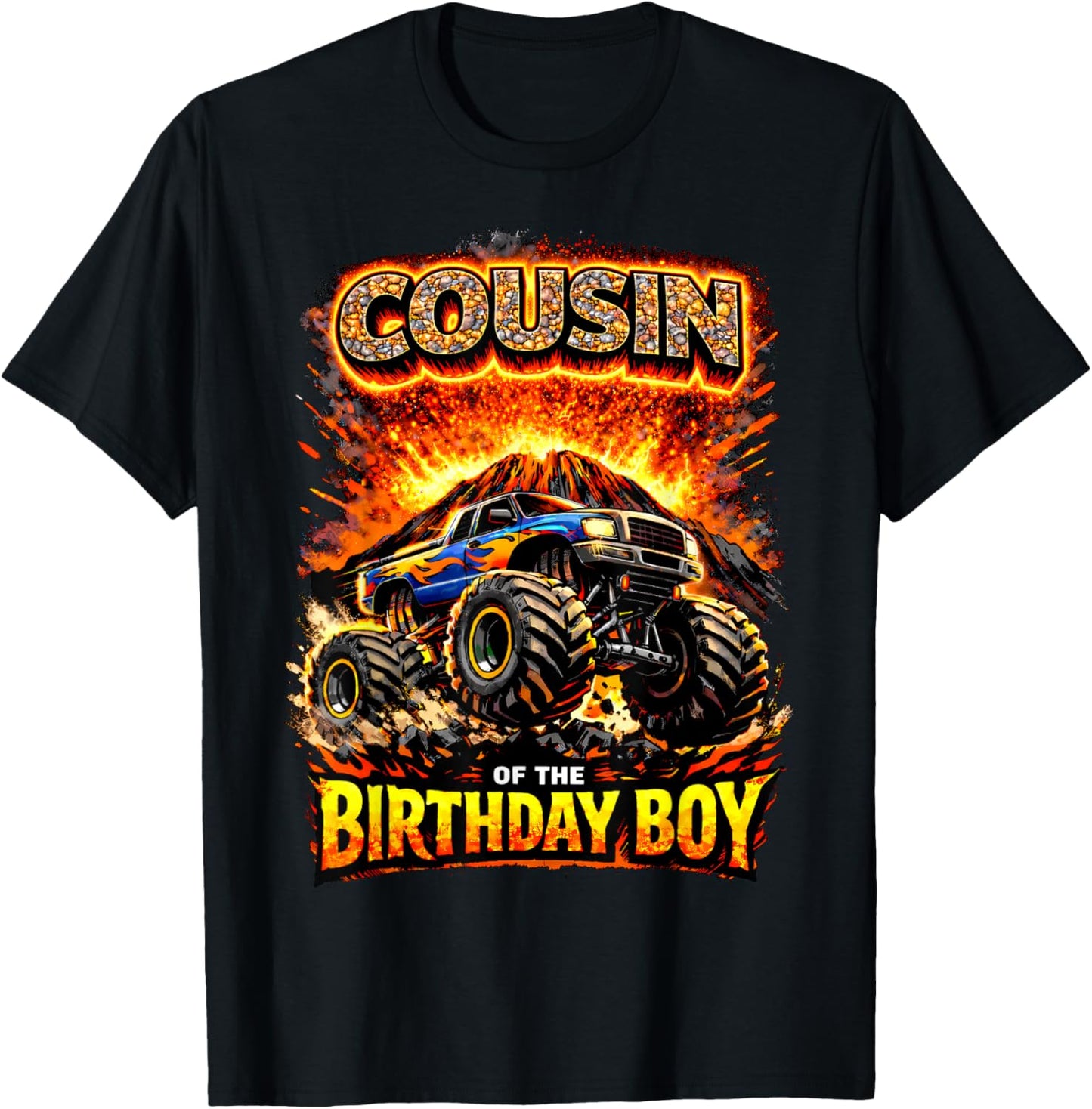 Cousin of the Birthday Boy Monster Truck Birthday Party T-Shirt - T-Shirt | Black