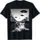 Funny Cat Selfie with UFOs T-Shirt - T-Shirt | Black