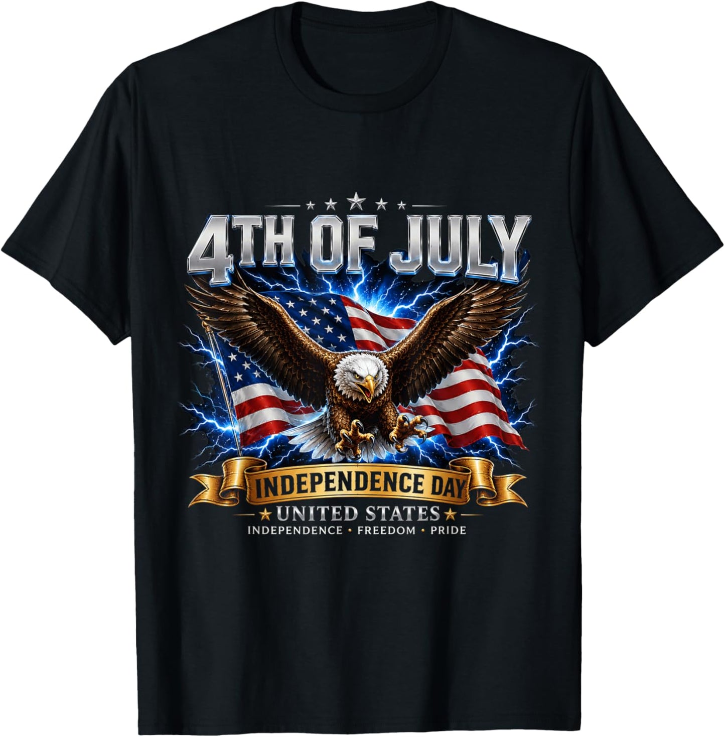 4th of July Shirt Men Patriotic Freedom Independence T-Shirt - T-Shirt | Black