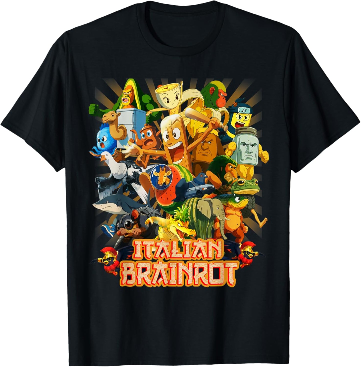 All Brainrot Italian Anime Cute Friends for Teens Kids Youth T-Shirt - T-Shirt | Black