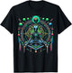 Meditation Alien with Geometric Pattern Art T-Shirt - T-Shirt | Black