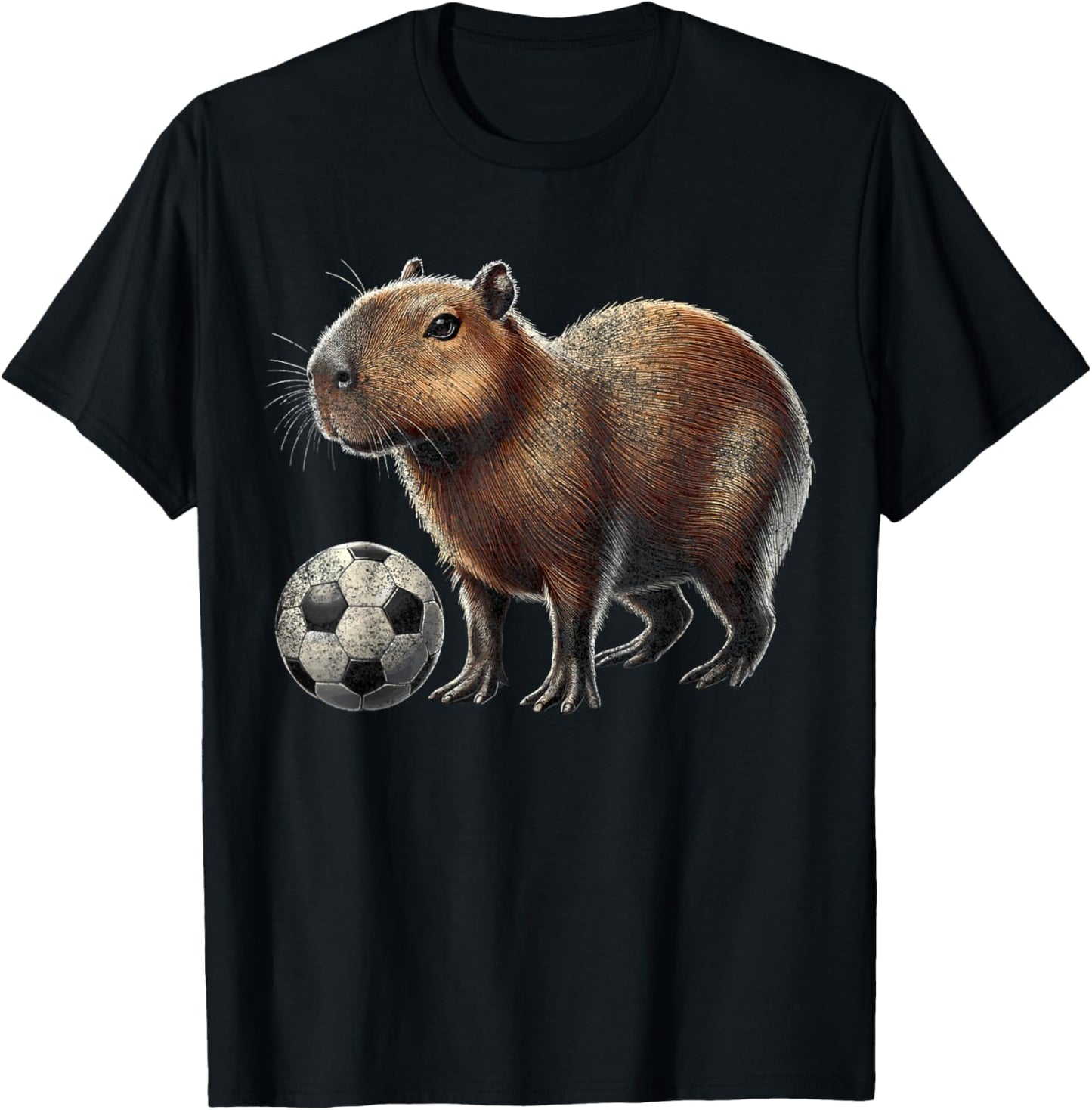 Retro Capybara Soccer T-Shirt - T-Shirt | Black